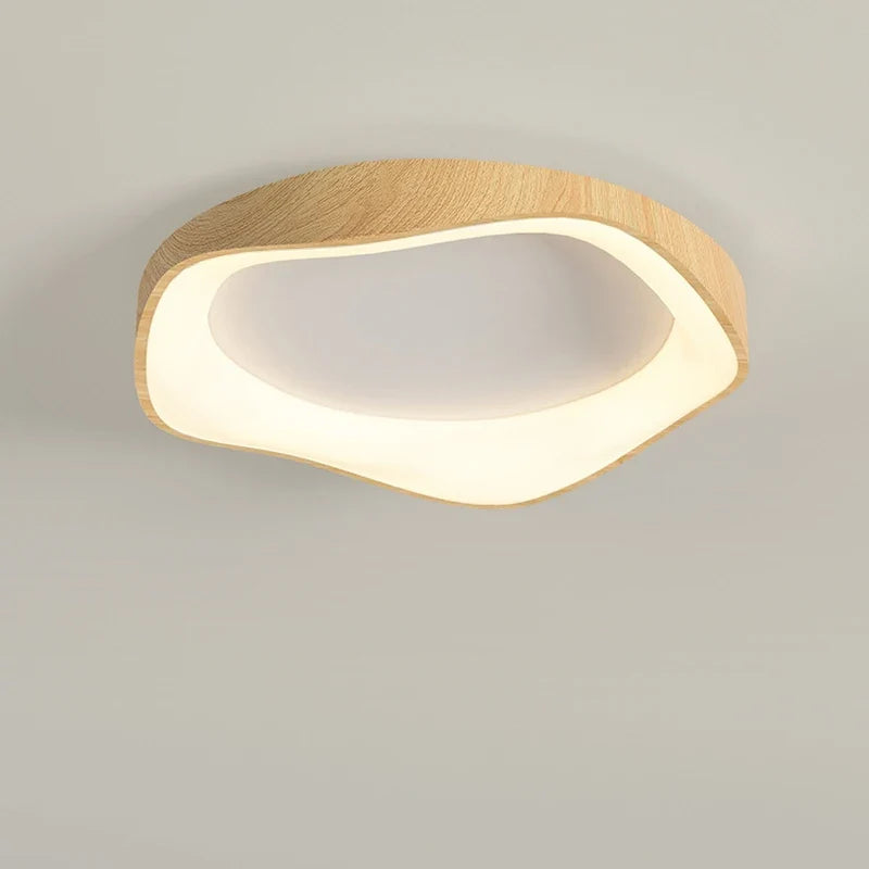 lampe led circulaire simple grain de bois éclairage intérieur moderne