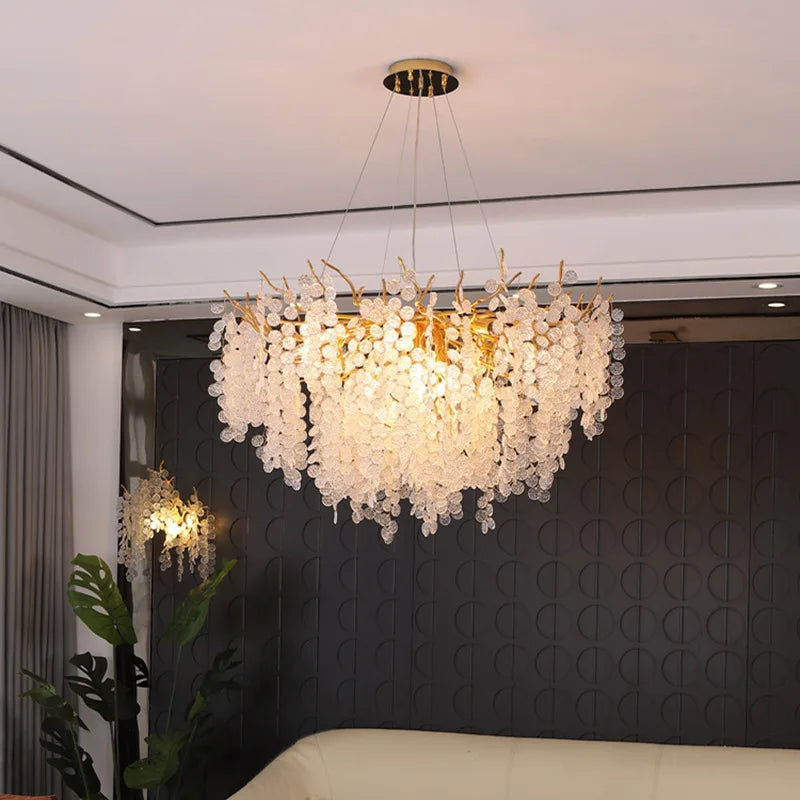 Lustre — Vintage en verre craquelé pour décoration intérieure à LED