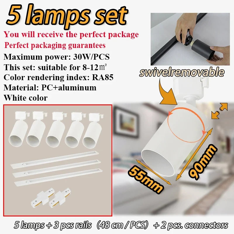 Spot — Kit d'éclairage sur rail spots dimmables pour décoration intérieure