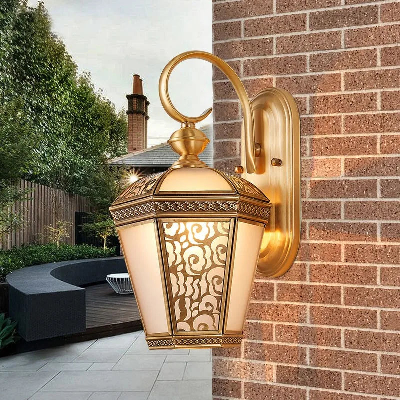 Applique murale — Vintage en verre et cuivre pour jardin extérieur