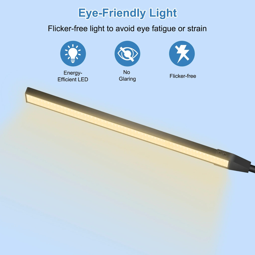 Suspension — NEWACALOX pince de bureau barre d'écran suspension lumière 360 ° rotatif pliant bras Flexible Support 108 pièces LED SMD Protection des yeux lampe de bureau