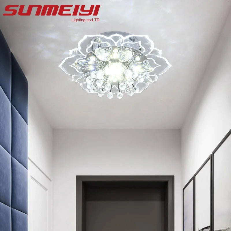 Plafonnier led en cristal de luxe pour décoration balcon Hortense Saison - Une Note Scintillante dans le Décor