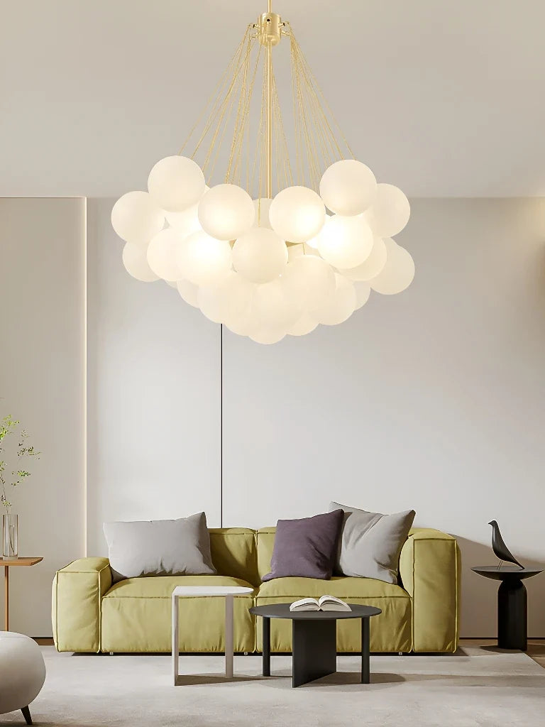 Suspension — LED élégant moderne bulle boule plafond lustre ivoire verre suspension lumières nordique pour salle à manger Restaurant lampe suspendue