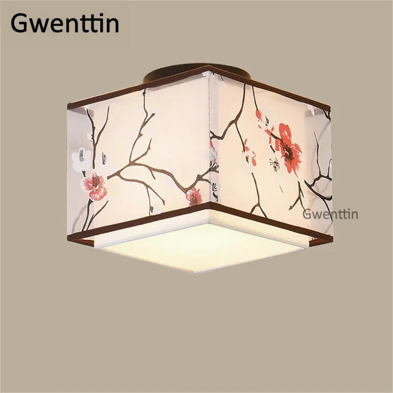 Plafonnier — Vintage en lin style chinois pour décoration intérieure