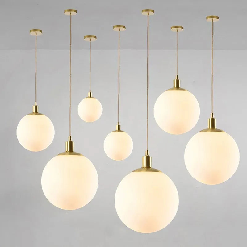 Suspension — En verre nordique 8-50 cm boule ronde lampes suspendues pour la maison pour Bar chambre salon café décoration Luminaires Lustre