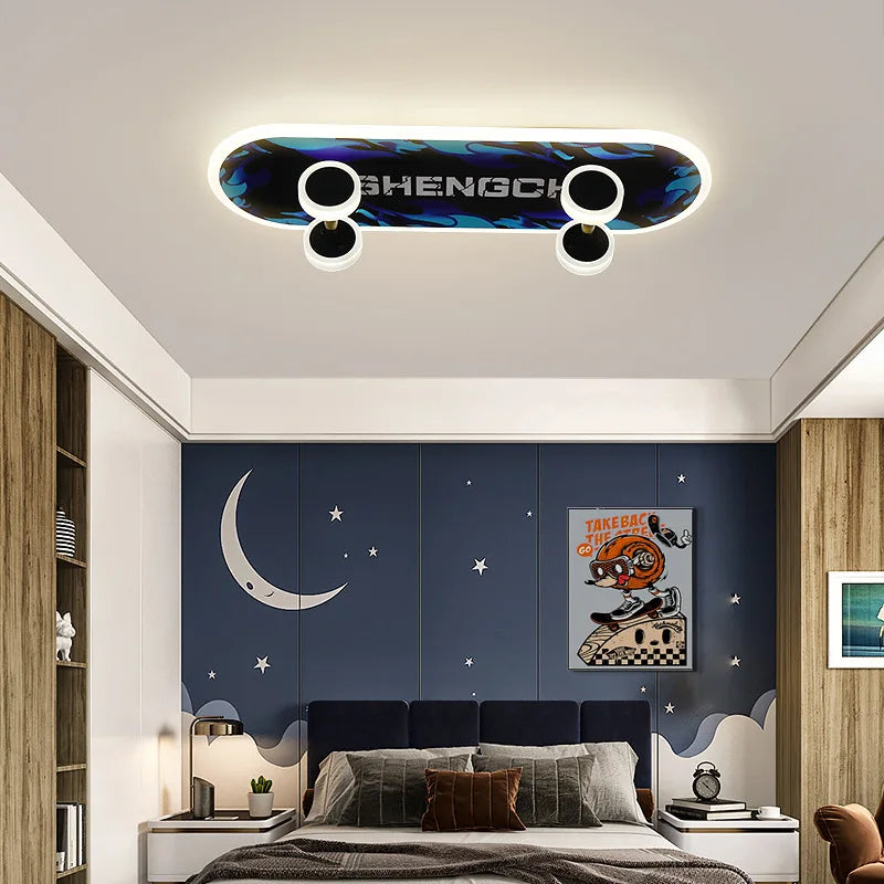 Plafonnier skateboard à intensité variable pour chambre enfant Elvire Arpège en Métal - Caractère & Élégance dans le Décor