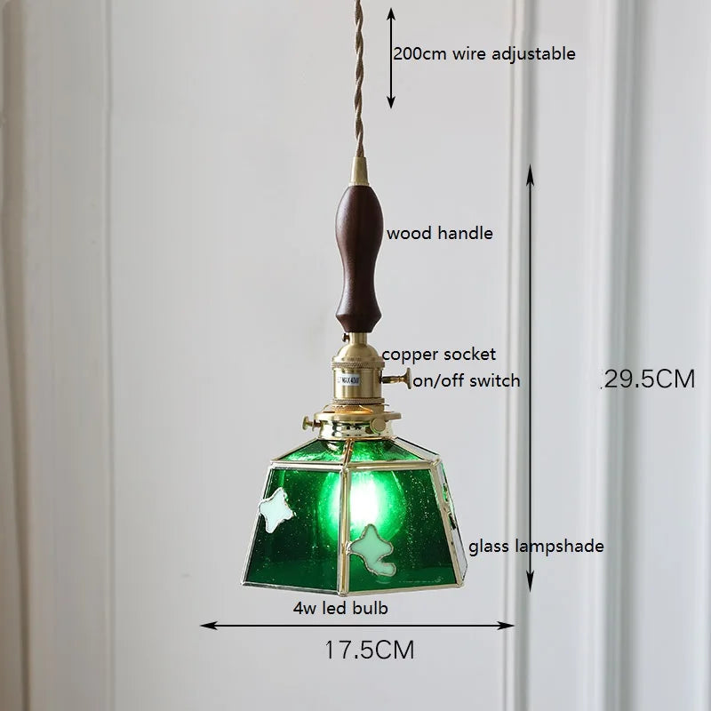 lampe à main vintage nordique avec verre coloré et cuivre