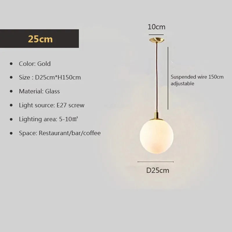 Suspension — En verre nordique 8-50 cm boule ronde lampes suspendues pour la maison pour Bar chambre salon café décoration Luminaires Lustre