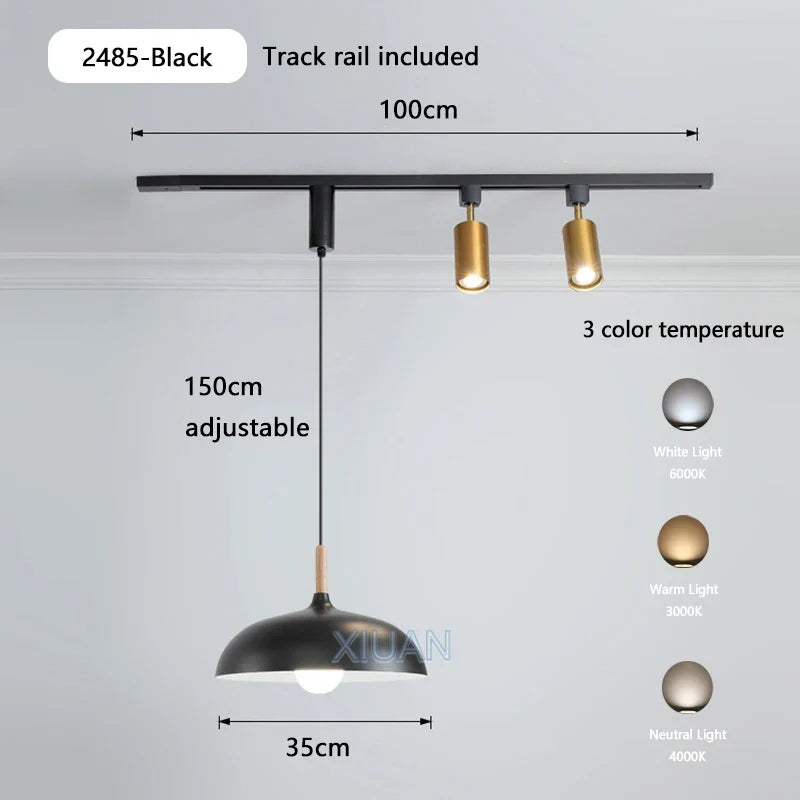 Luminaire — Table à manger wabi-sabi rétro éclairage LED sur rail
