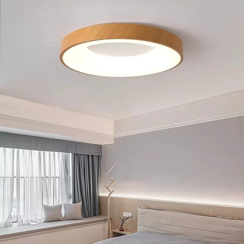 Plafonnier — LED rond Ultra-fin en Grain de bois