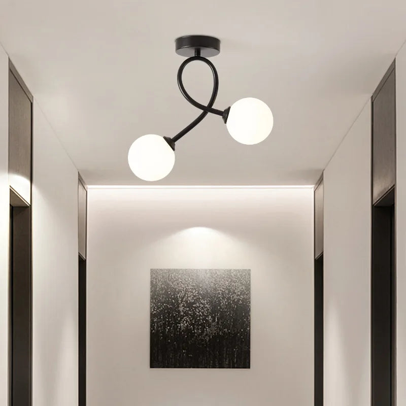 Plafonnier — Verre noir or intérieur couloir balcon entrée vestiaire luminaire