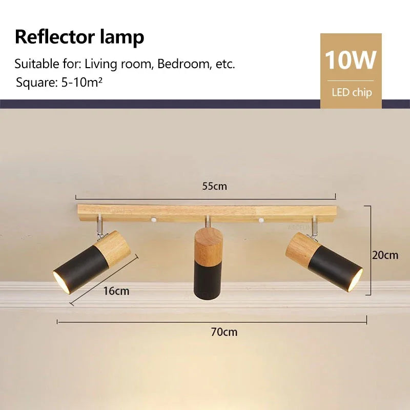 Plafonnier en bois avec projecteur rotatif réglable décoratif Orson Sonate - Une Présence Naturelle Apaisante