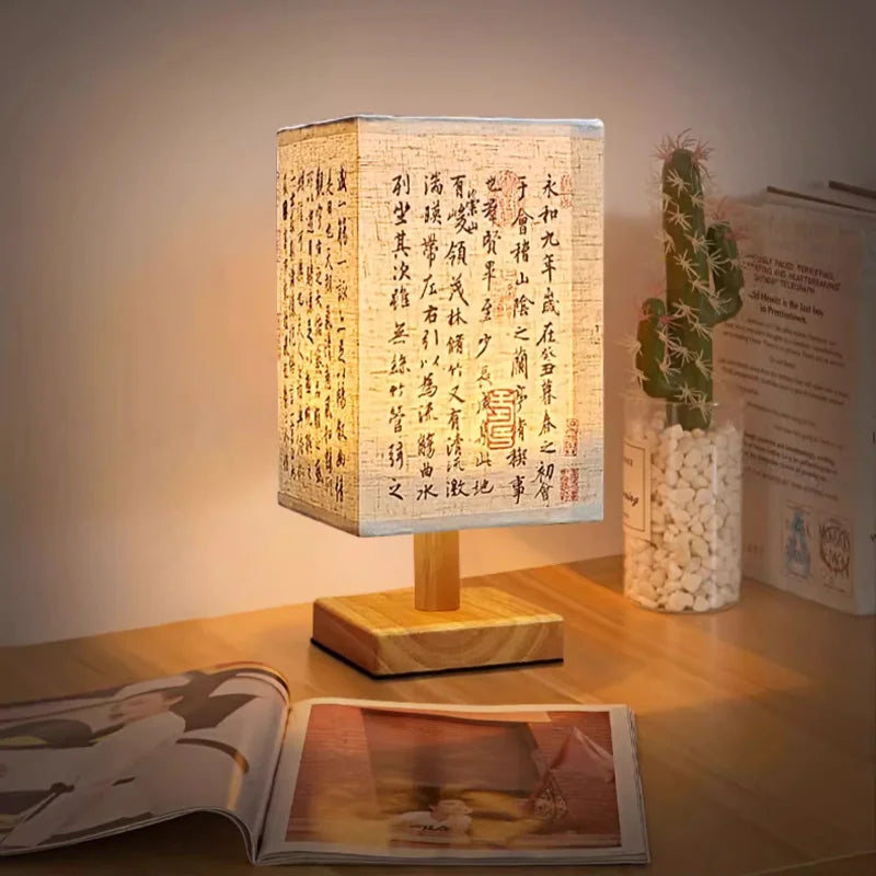 lampe de bureau à led style chinois avec prise usb et intensité variable