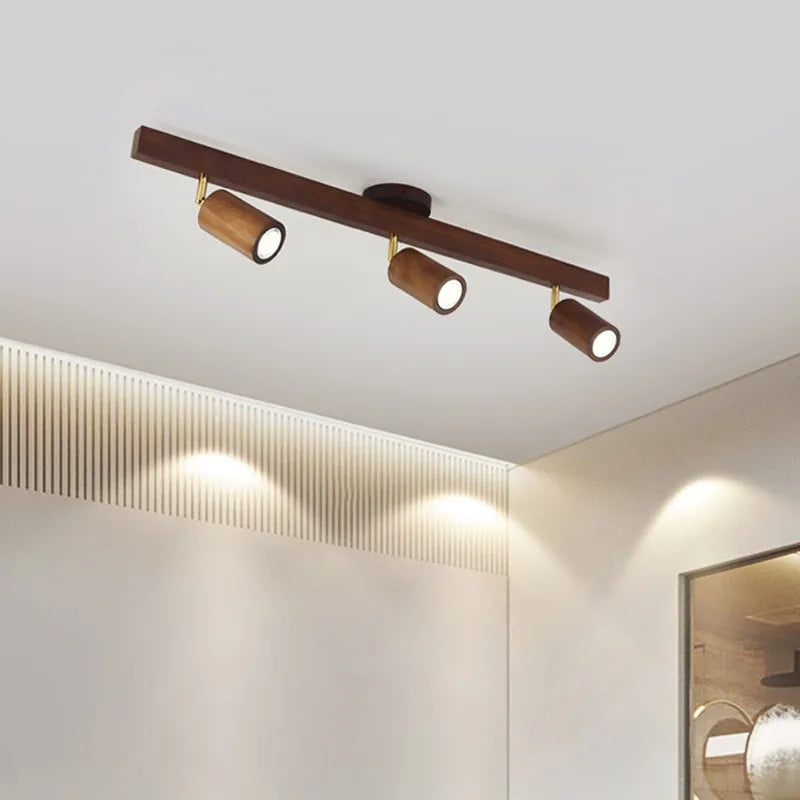 Lustre Grain de bois Led avec projecteur pour salon chambre plafonniers éclairage décor noir Lustre cuisine luminaire Lucille Rive - Un Accent Raffiné au Quotidien