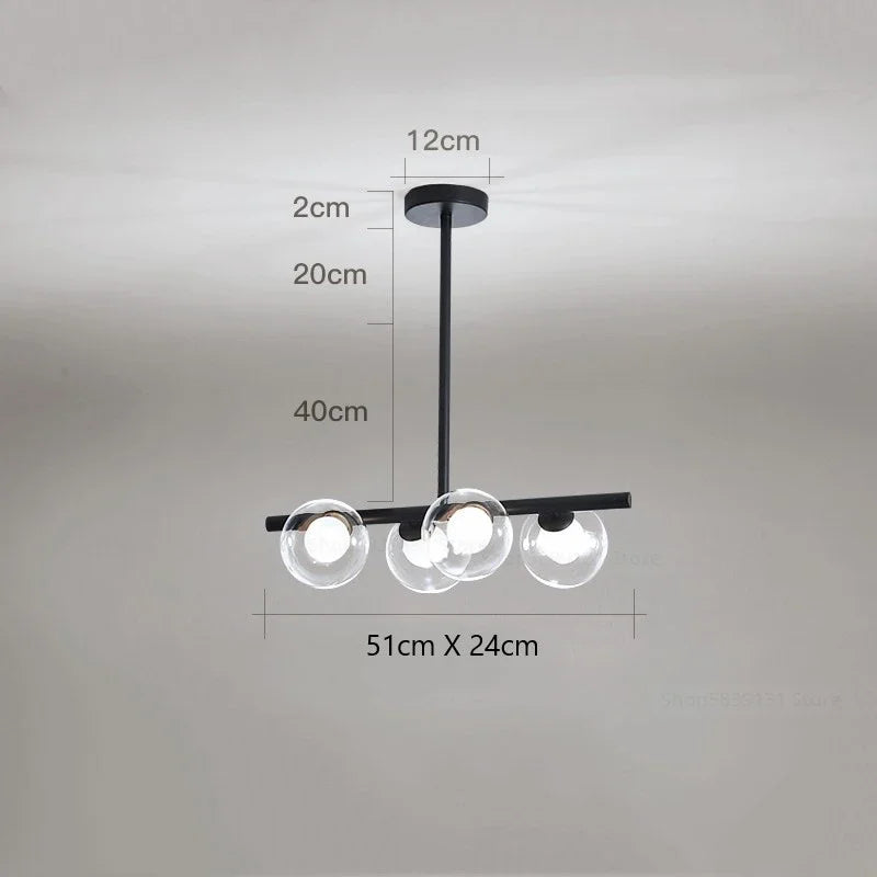 Lustre — LED moderne avec lampes à billes en verre nordique