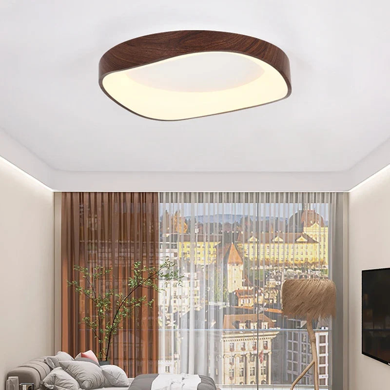 Plafonnier en bois rond avec télécommande pour éclairage intérieur Estelle Nuance - Matière Chaleureuse & Lignes Élégantes