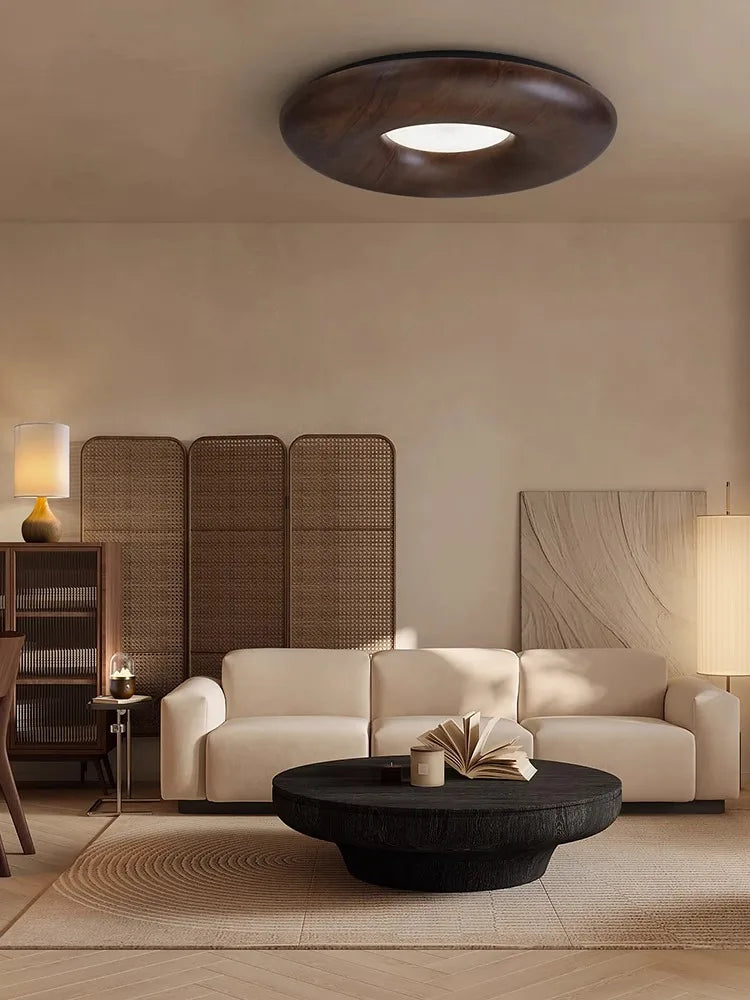 Plafonnier — LED design rétro moderne en bois grand lustre
