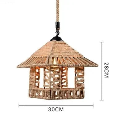 Suspension Naturelle Suzanne Brume en Corde de Chanvre et Métal — 3028 1 / Aucune source de lumière ; 3028 1 / Source de lumière