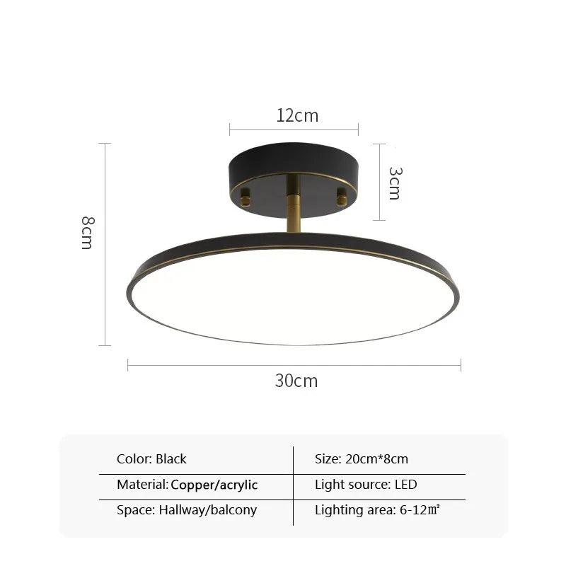 Plafonnier — LED minimaliste or noir cuivre chambre salon hall couloir