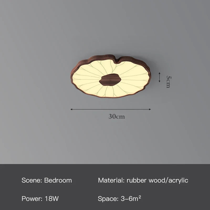 Plafonnier — Moderne design feuille lotus en bois avec lumière LED