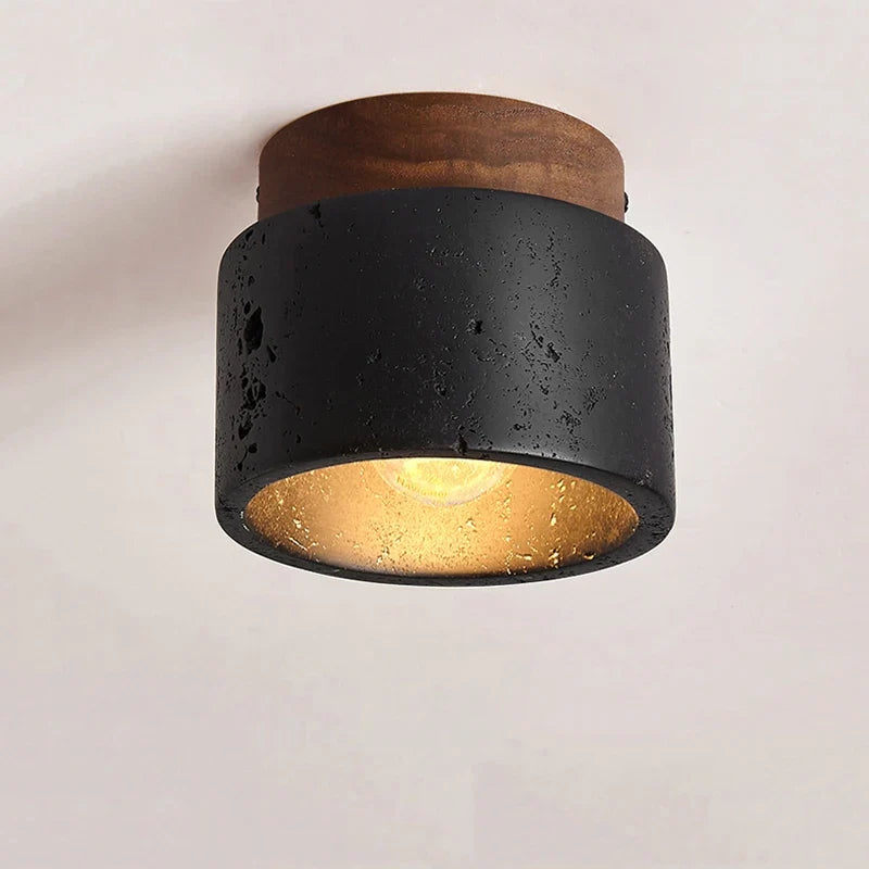 Plafonnier en travertin italien pour décoration hôtel restaurant Lucien Ouverture - Esprit Naturel & Décor Chaleureux
