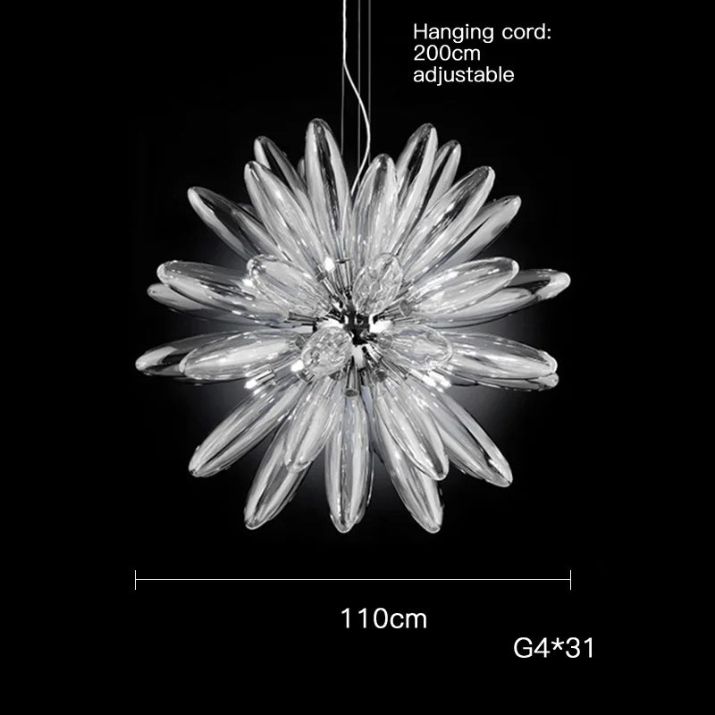 Lustre — En verre à grand globe avec quincaillerie élégante