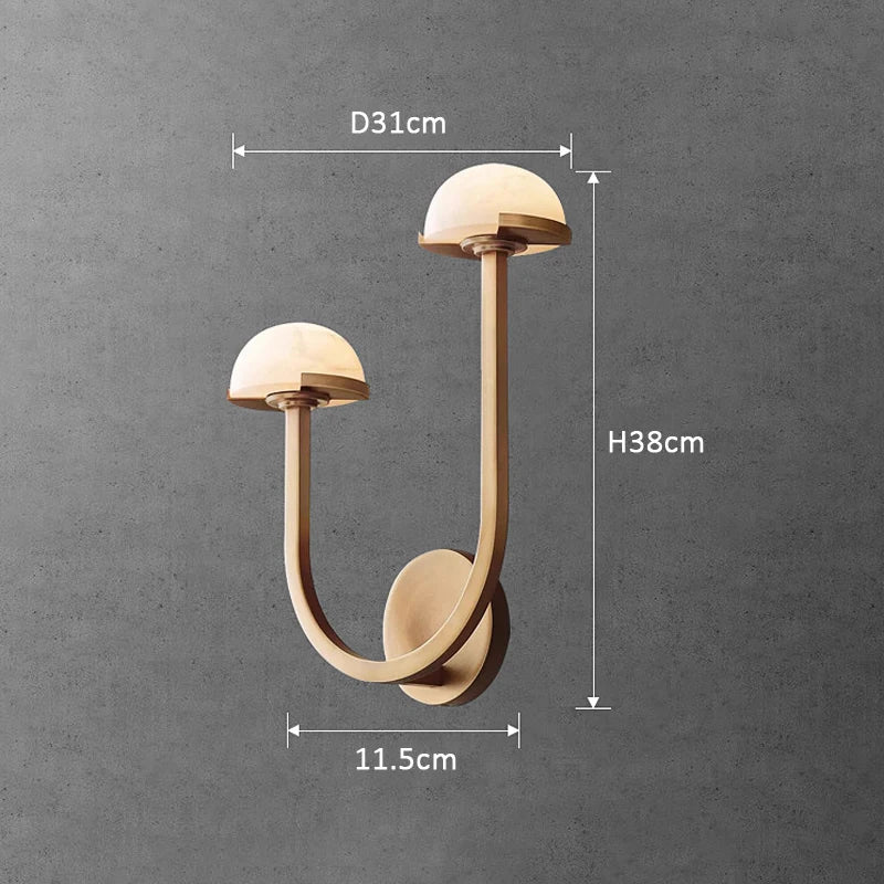 Applique murale — Style Américain Vintage Double Demi Boule Couloir Escalier Lampe Noir Cuivre LED Chambre Salon Marbre Décoratif Applique Murale