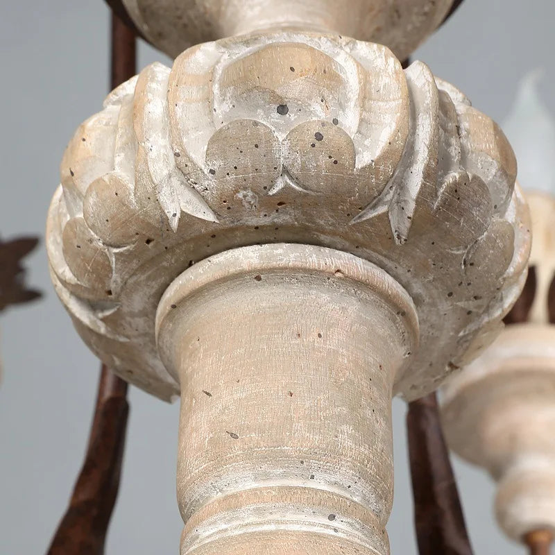 Lustre — Rétro artisanal en bois massif luminaire décoratif suspendu