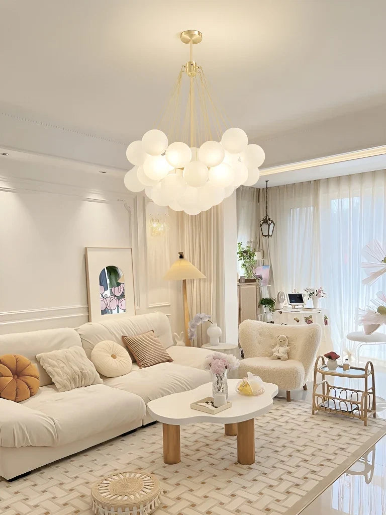 Suspension — LED élégant moderne bulle boule plafond lustre ivoire verre suspension lumières nordique pour salle à manger Restaurant lampe suspendue