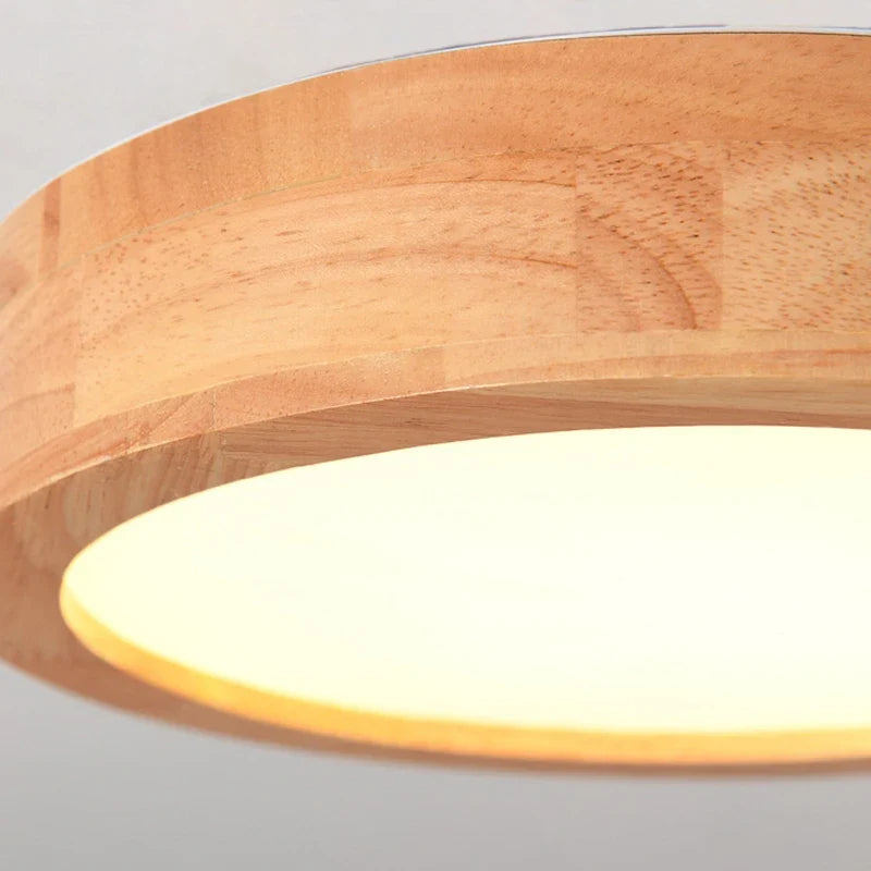 Plafonnier — LED rond simple en bois nordique lampen