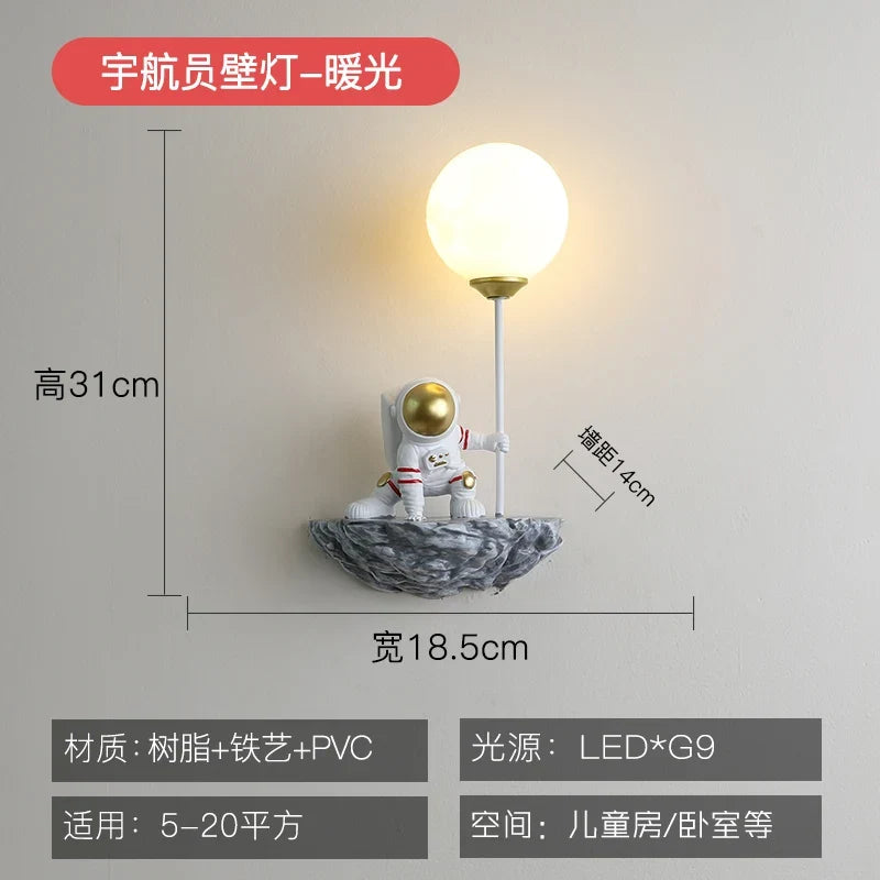 Applique murale — Dessin animé astronaute lampe LED pour enfants