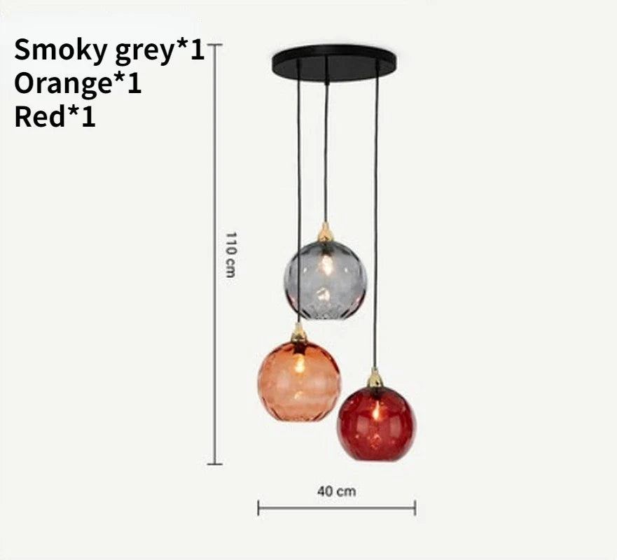 Lustre — Boule de verre coloré nordique lampes suspendues moderne Grain d'eau Restaurant cuisine luminaire suspendu chambre lampe de chevet