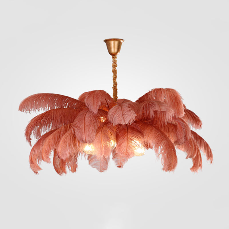 O'Moore Suspension Fleur Moderne, Cuivre/Plume, 8 Couleur, Salon - Neutralighting