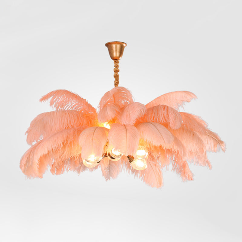 O'Moore Suspension Fleur Moderne, Cuivre/Plume, 8 Couleur, Salon - Neutralighting