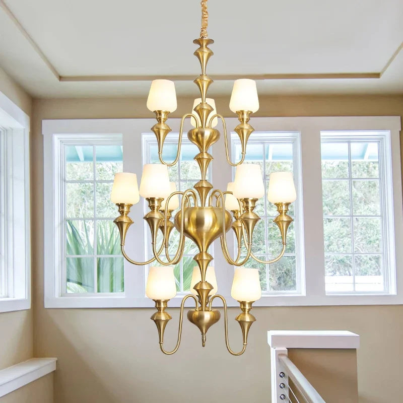 Lustre — À LED en cuivre noir pour décoration d'hôtel élégant