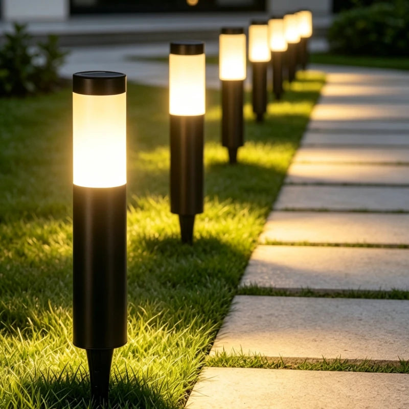 Borne solaire en acier inoxydable pour jardin et allée, IP65 – Stéliane