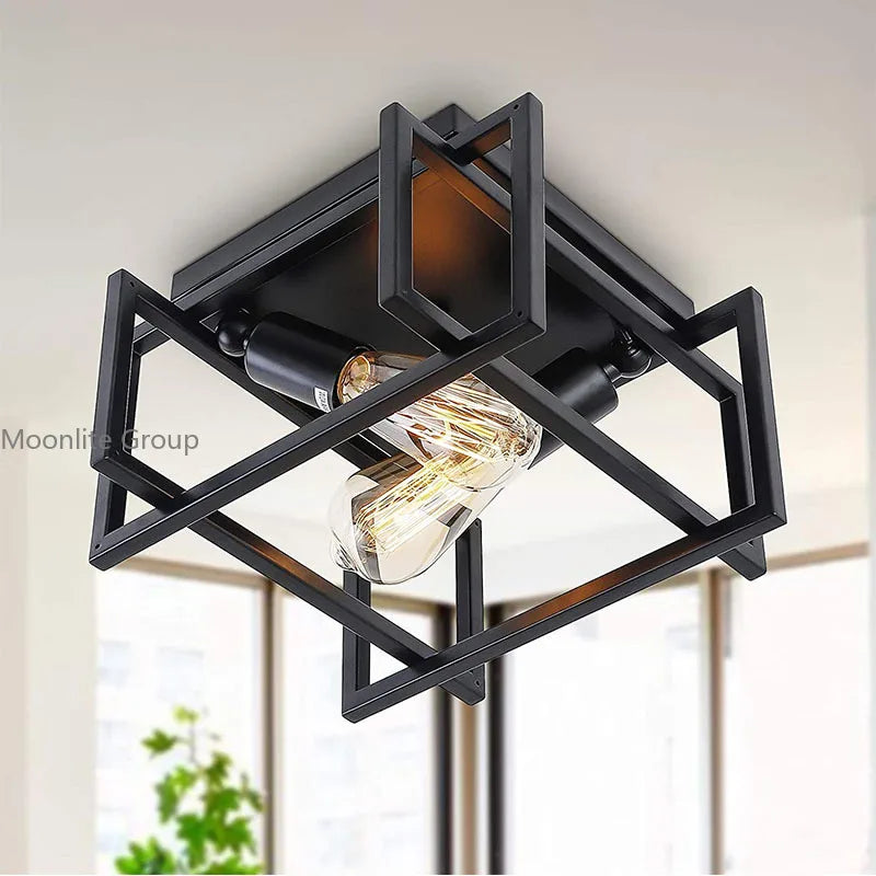 Plafonnier — Vintage en fer forgé avec suspension rondes