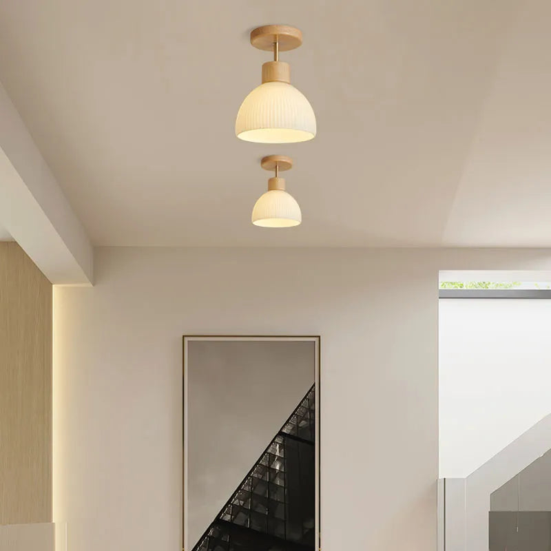 Plafonnier — LED bois verre allée couloir vestiaire balcon nordique