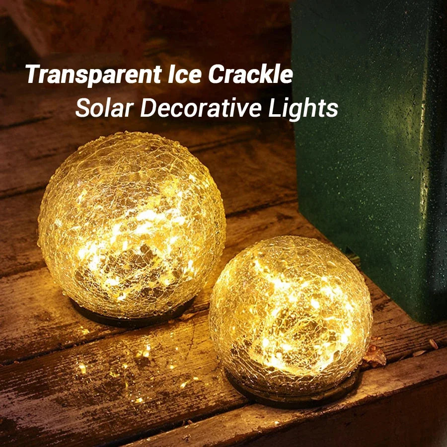 lampes solaires en verre craquelé pour jardin décoratif extérieur