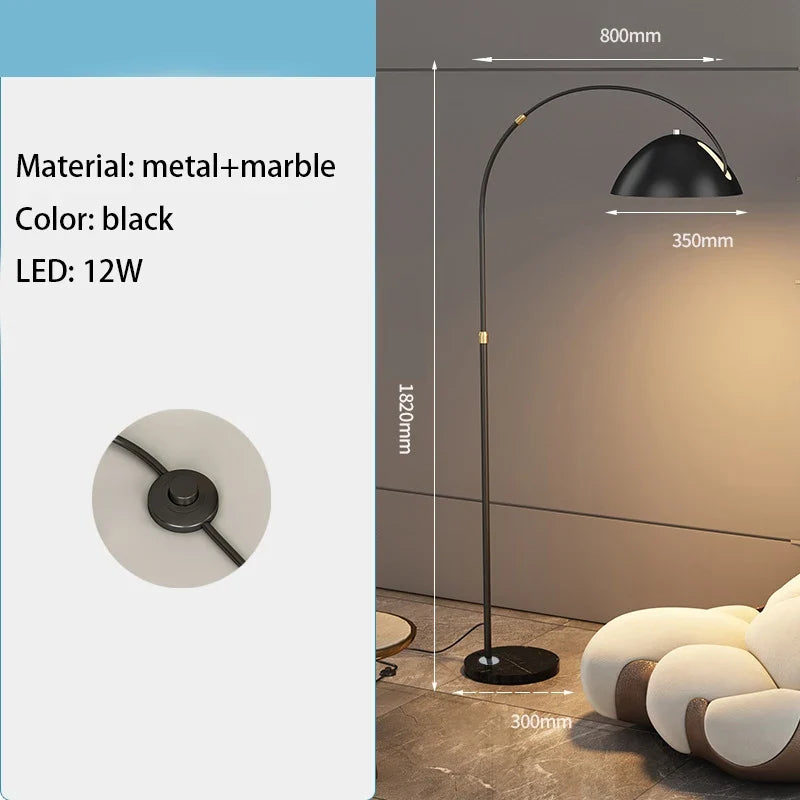Lampadaire arc en métal chromé moderne minimaliste – Lioris Orée