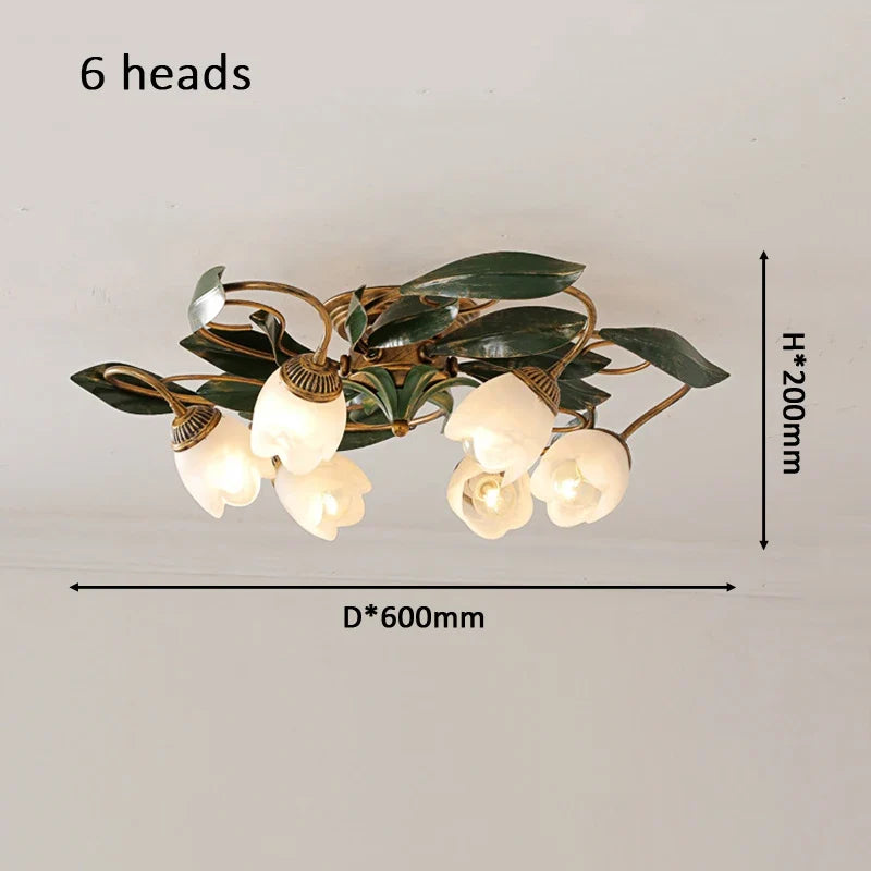 Plafonnier — Lanterne fleurs française ancienne retro européen cuivre plafonnier chambre salon