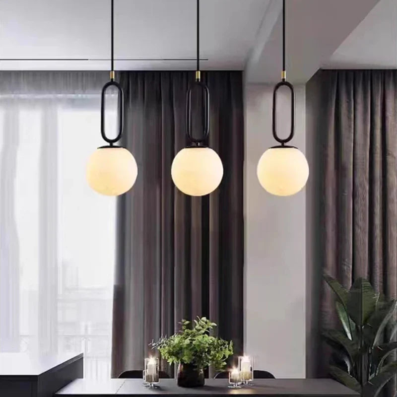 Lampe à poser — Suspendue LED en laiton et marbre naturel décorative réglable
