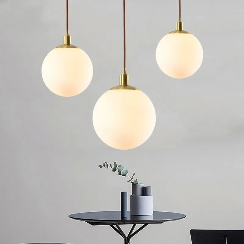 Suspension — En verre nordique 8-50 cm boule ronde lampes suspendues pour la maison pour Bar chambre salon café décoration Luminaires Lustre