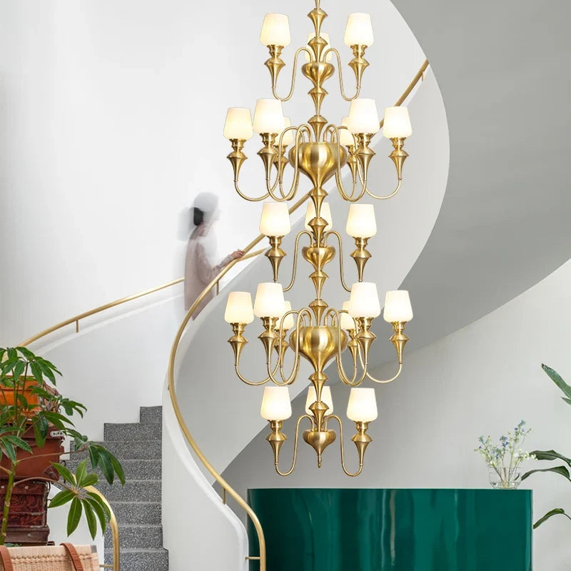 Lustre — À LED en cuivre noir pour décoration d'hôtel élégant