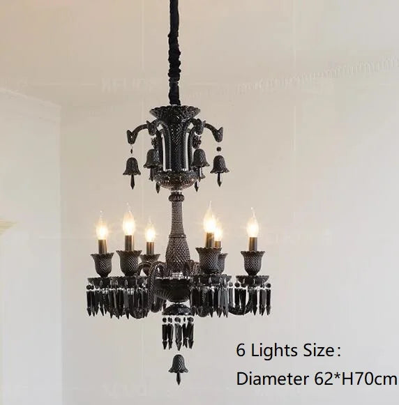 Lustre — En cristal noir européen avec lampe à bougie à LED