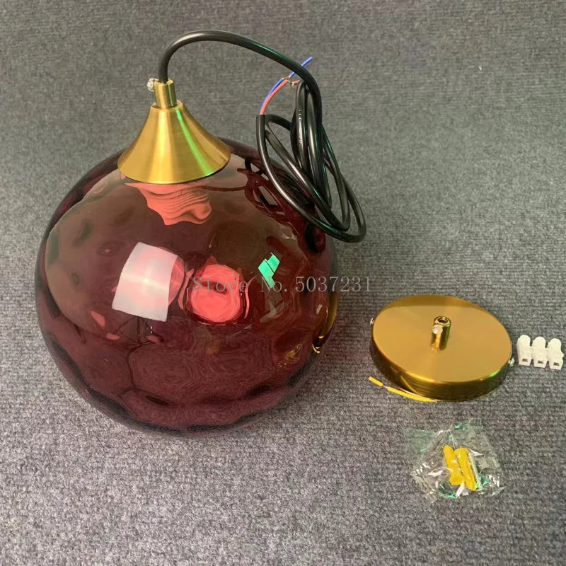 Lustre — Boule de verre coloré nordique lampes suspendues moderne Grain d'eau Restaurant cuisine luminaire suspendu chambre lampe de chevet