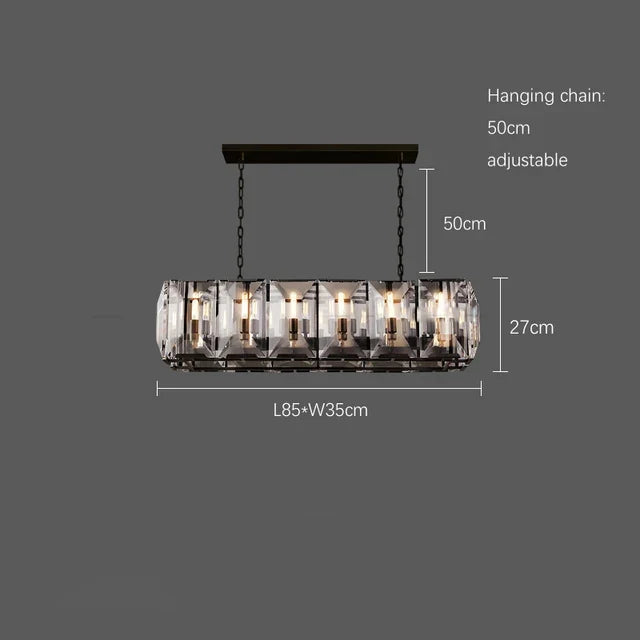 Suspension — Moderne en cristal k9 suspension rectangulaire grande taille