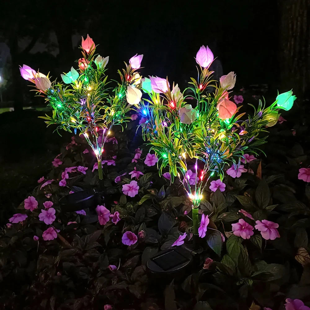 lampe solaire décorative pour jardin en forme de fleur lumineuse