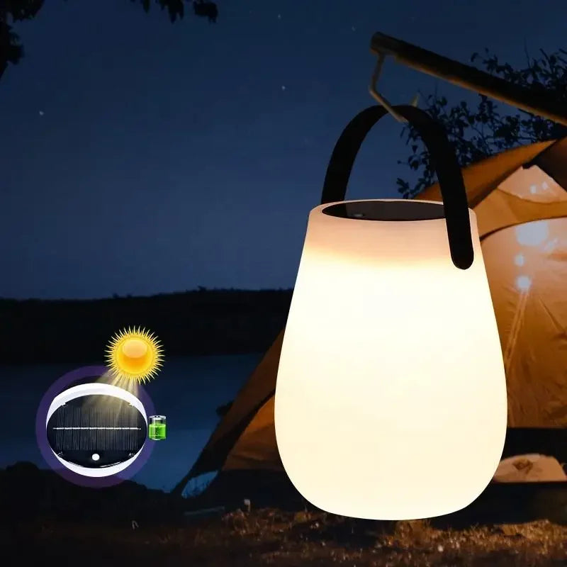 lampe de camping solaire rechargeable avec poignée en silicone