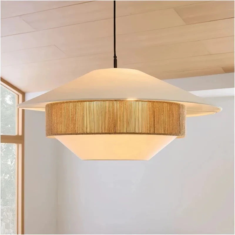 Suspension Vintage Charles Rivage en Corde de Chanvre